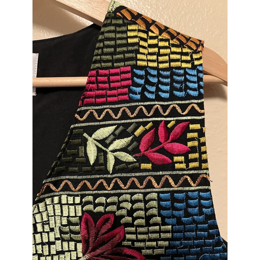 Chico's Embroidered Vest Boho Artsy Festival Floral Multi Color Women's Size 1/M - Picture 4 of 12
